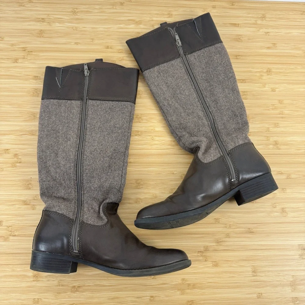 Tommy Hilfiger Women's‎ Brown Leather Wool Tall Riding Boots Size 7M